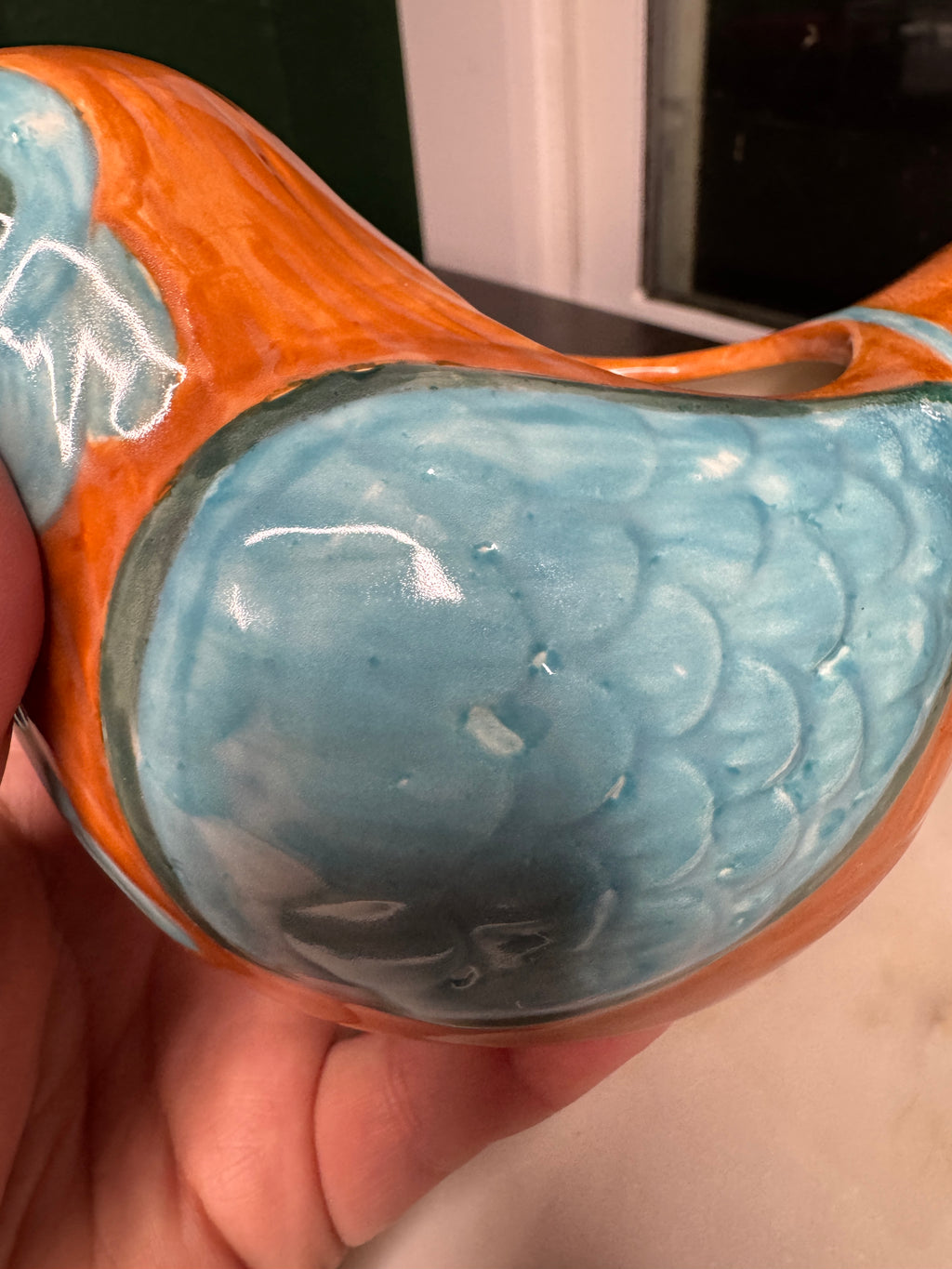 Discounted Test Run Price! Teal and Brown Bird Planter