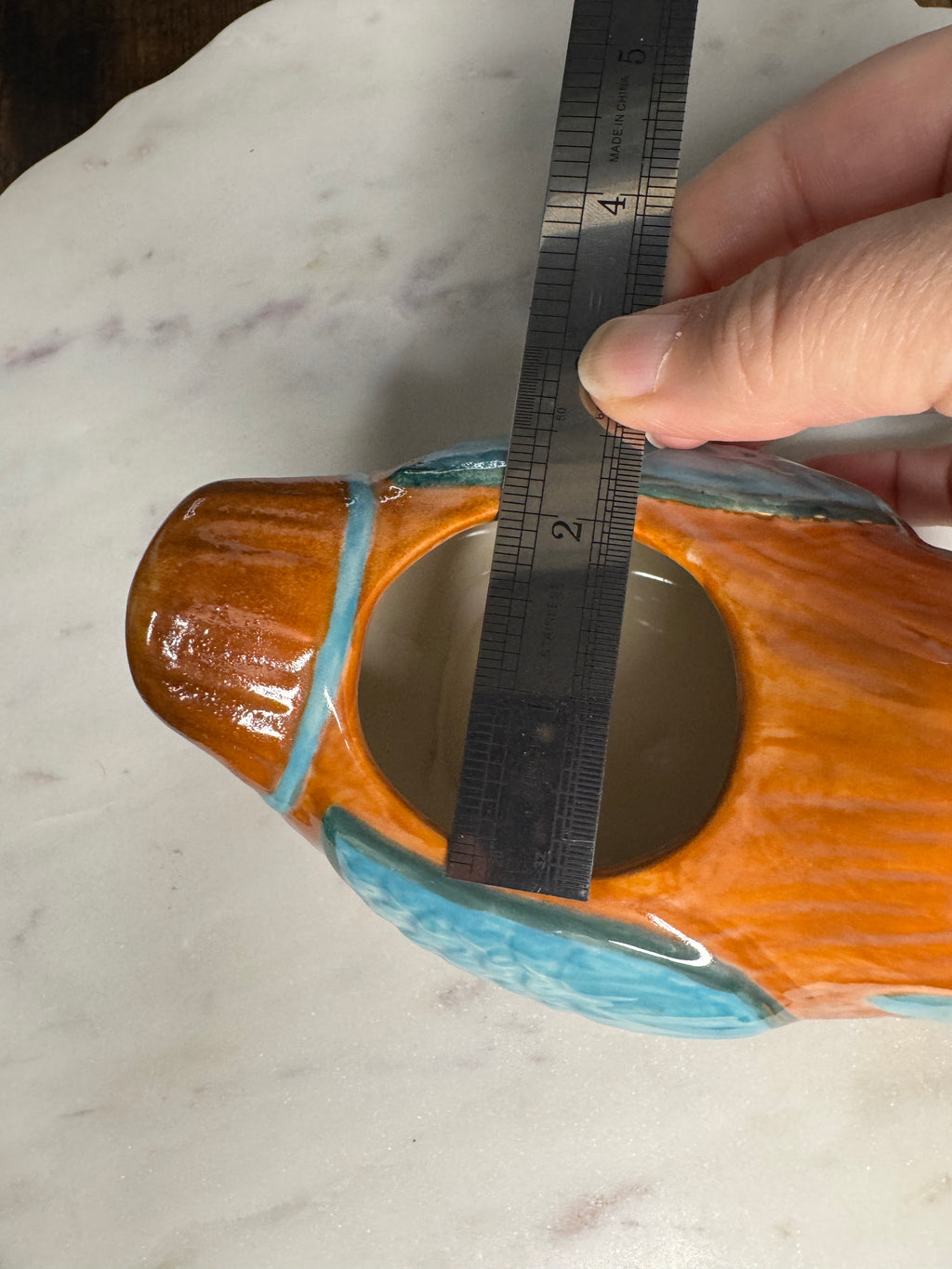 Discounted Test Run Price! Teal and Brown Bird Planter